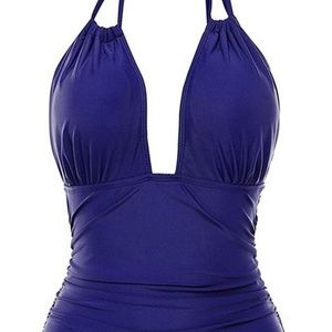 NWOT B2PRITY One Piece Halter Style Swimsuit Blue Size Medium